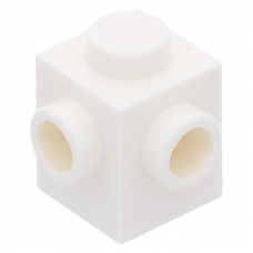 LEGO kocka 1x1 két egymás melletti oldalán egy-egy bütyökkel, fehér (26604)
